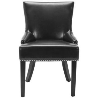 Safavieh Lotus Birchwood Bicast Leather Side Chair in Black (Set of 2) MCR4700C SET2