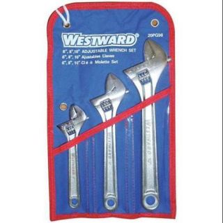 Westward 6", 8", 10", Adjustable Wrench Set, Alloy Steel, 20PG98