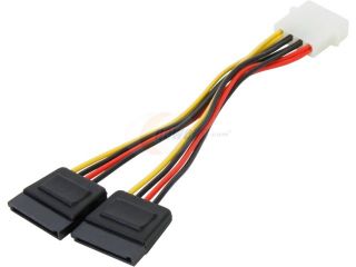Nippon Labs POW S6800 6IN 6" 5.25 Male to SATA x 2 Internal DC adaptor Cable F M   Internal Power Cables