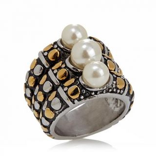 Emma Skye Jewelry Designs "Harmonious Chic" Simulated Pearl 2 Tone Stacked 3 Ro   7611401