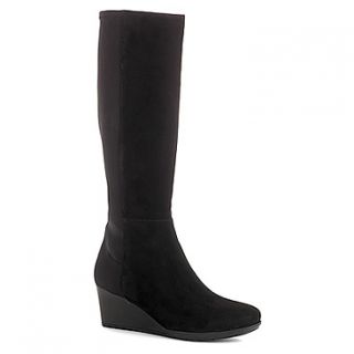 Rockport Total Motion Tall Stretch Boot 60mm Wedge  Women's   Black Suede