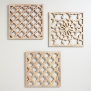 Nathan Carved Wood Wall Panels, Set of 3