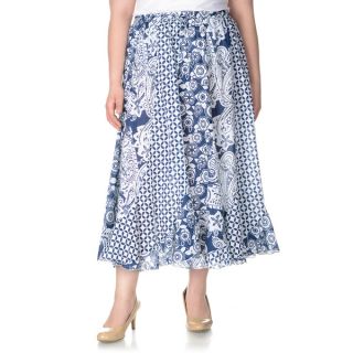 La Cera Womens Plus Size Novelty Print Full Length Skirt   17141069