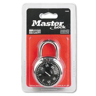 Combination Lock, Stainless Steel, 1 15/16" Wide, Black Dial
