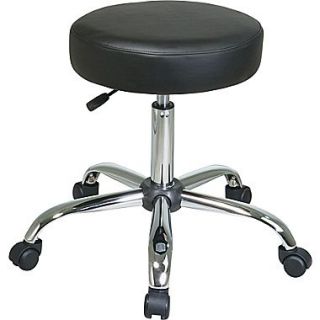 Office Star™ Faux Leather Backless Stool, Black and Chrome
