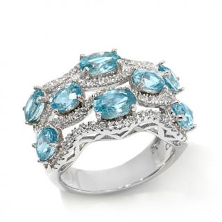Victoria Wieck 4.29ct White Topaz and Blue Zircon Sterling Silver Ring   7817712