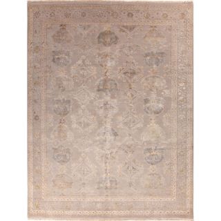 Hand Knotted Oriental Pattern Grey Wool/ Art Silk Area Rug (2x3