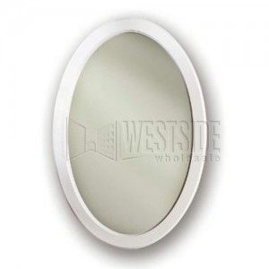 Jensen 1370WH Dunhill Recessed Medicine Cabinet with Wood Frame Oval Mirror   White, 21" x 31"