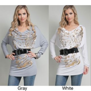 Stanzino Womens Belted Gold Foil Tunic Top  ™ Shopping