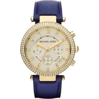 Michael Kors MK2280 Womens Chronograph Parker Navy Leather Strap