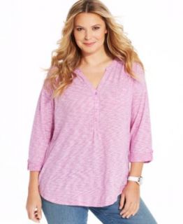 Style&co. Plus Size Three Quarter Sleeve Henley Top