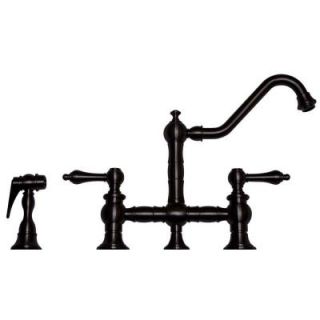Whitehaus Collection Vintage III 2 Handle Standard Kitchen Faucet with Side Sprayer in Oil Rubbed Bronze WHKBTLV3 9201 ORB
