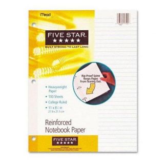 Five Star Reinforced Filler Paper   College Rule, 11" x 8 1/2", Pack of 100 Sheets