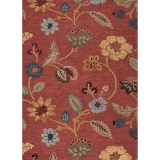 Hand tufted Transitional Floral Red/ Orange Area Rug (96 x 136