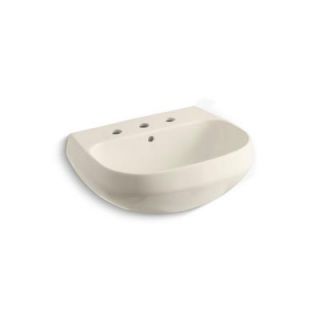 KOHLER Wellworth 5 in. Vitreous China Pedestal Sink Basin in Almond with Overflow Drain K 2296 8 47
