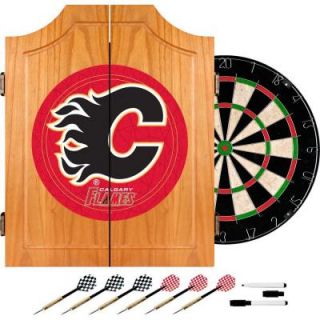 Trademark NHL Calgary Flames Wood Finish Dart Cabinet Set NHL7000 CF