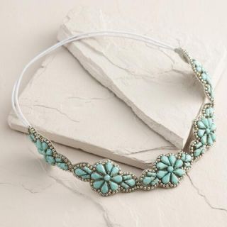 Mint Rhinestone Flower Headband