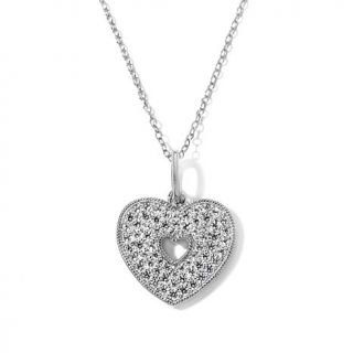Absolute™ 0.58ct Open Heart Pavé Pendant with 18" Cable Chain   7836194