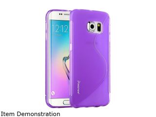 Insten Clear Purple S Shape TPU Rubber Skin Gel Back Case For Samsung Galaxy S6 Edge 2105857