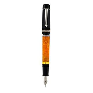 Delta Dolcevita Piston Fill Fountain Pen, Broad Nib, Black/Orange