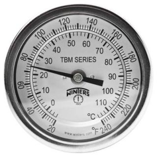 Winters Instruments TBM Series 3 in. Dial Thermometer with Fixed Center Back Connection and 2.5 in. Stem with Range of 20 240°F/C TBM30025B7