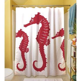 Thumbprintz Nautical Nonsense Red/ White Seahorses Shower Curtain