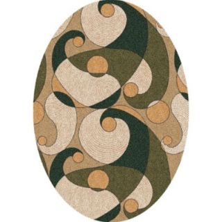 Pastiche Remous Deep Olive Contemporary Oval Rug by Milliken