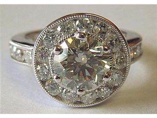 Big diamond ring 4.00 carat round diamond halo ring platinum engagement