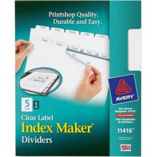 Avery Index Maker Clear Label Dividers, 5 Tab, White