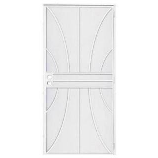Unique Home Designs 36 in. x 80 in. Meridian White Surface Mount Outswing Steel Security Door with Fine grid Steel Mesh Screen IDR06500362128