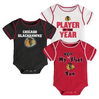 Chicago Blackhawks Boys Infant/Toddler 3 pk Body Suit 3 6 M