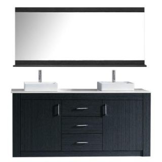Virtu USA Tavian 72 in. W x 22 in. D x 33.43 in. H Grey Vanity With Stone Vanity Top With White Square Basin and Mirror KD 90072 S GR
