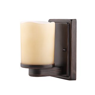 allen + roth Harpwell 4.52 in W 1 Light Oil Rubbed Bronze Arm Hardwired Wall Sconce