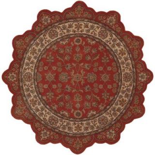 LR Resources Traditional Shape Brick and Ivory 7 ft. 9 in. Star Plush Indoor Area Rug SHAPE50001BKV79ST