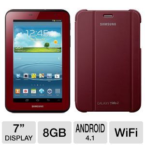 Samsung Galaxy Tab 2 7.0 Tablet Garnet Bundle   Android 4.1 Jelly Bean, Dual Core 1GHz Processor, 7 Touchscreen, 8GB Storage, WiFi, Dual Webcams, Includes Case,  Red (GT P3113GRSXAR)