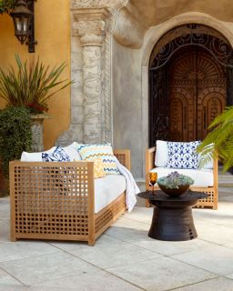 Faux Bamboo Outdoor Sofa & Cushion Set
