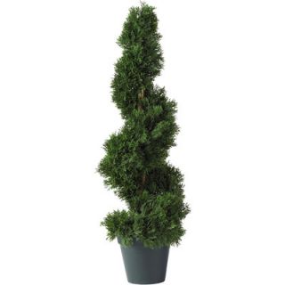 Nearly Natural Cedar Spiral Round Tapered Topiary with Pot