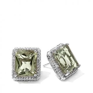 Victoria Wieck 11.94ct Green Amethyst and White Topaz Sterling Silver Earrings   7773330