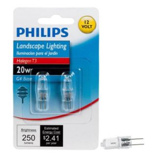 Philips 20 Watt Halogen T3 12 Volt G4 Capsule Dimmable Light Bulb (2 Pack) 417204