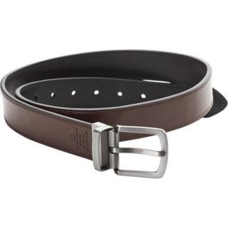 Dickies Men's Genuine Leather Reversible Work Belt with Stictching Detail and Nickle Buckle