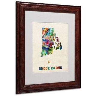 Trademark Fine Art Rhode Island Map 11 x 14 Wood Frame Art