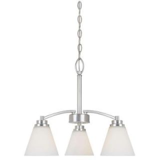 Designers Fountain Arcadia 3 Light Satin Platinum Chandelier with Frosted White Glass Shades 83583 SP