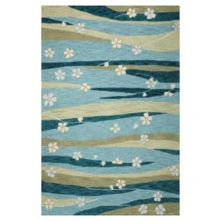 Kas Rugs Water Flowers Blue/Green 9 ft. x 13 ft. Area Rug MIA21299X13