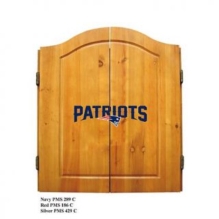 Officially Licensed NFL Logo Solid Pine Dart Cabinet Set   Patriots   7605490