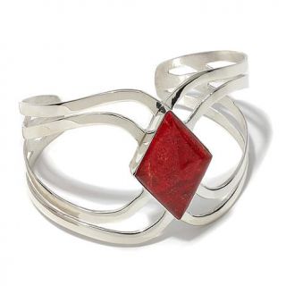 Jay King Red Coral Sterling Silver Cuff Bracelet   8044895