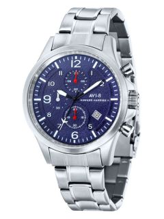 Mens Hawker Harrier II Blue Dial and Stainless Steel Strap Watch by AVI 8