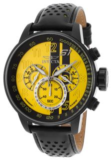 Men's S1 Rally GMT Chrono Black Genuine Leather Yellow Dial