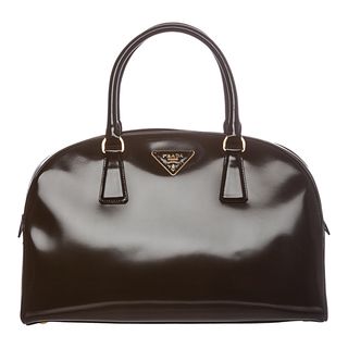 Prada Spazzolato Black Leather Bowler Bag