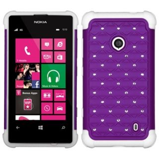 INSTEN Purple/ Solid White TotalDefense Phone Case Cover for Nokia 521