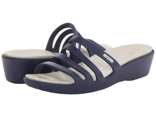 Crocs Rhonda Wedge Sandal Natical Navy Stucco, Shoes